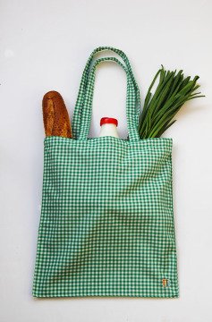 Yeşil Pötikareli Kumaş Çanta