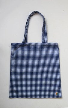 Mavi Pötikareli Kumaş Çanta