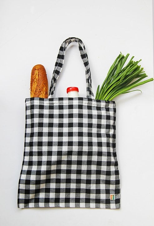 Siyah Kareli Kumaş Çanta