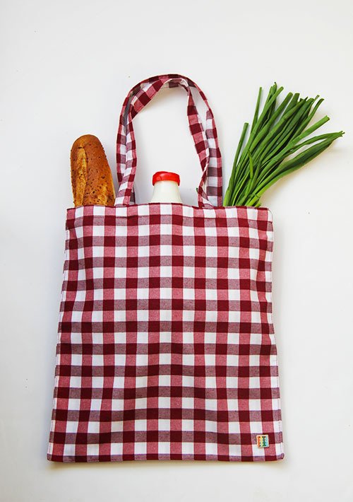 Bordo Kareli Kumaş Çanta