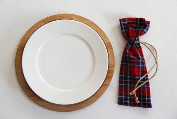 Kırmızı-Mavi Ekoseli Çatal Bıçak Kesesi (6'lı)