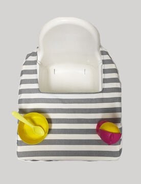 Gri Çizgili Mama Sandalyesi Örtüsü