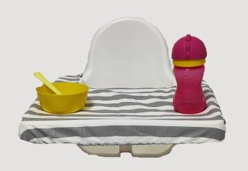 Gri Çizgili Mama Sandalyesi Örtüsü