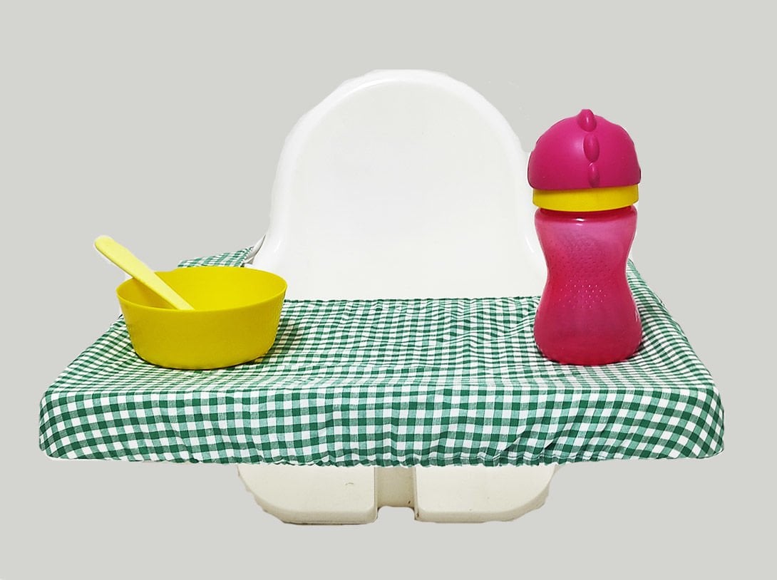 Yeşil Pötikareli Mama Sandalyesi Örtüsü