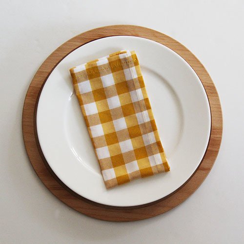 Hardal Sarısı Kareli Kumaş Peçete