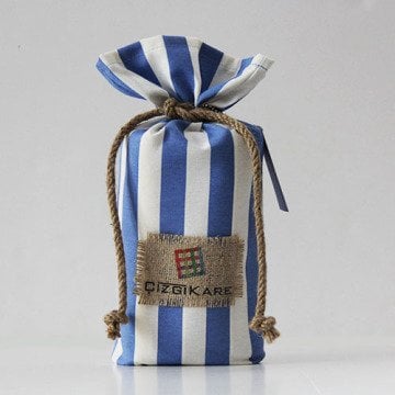 Deniz Mavisi Çizgili Masa Örtüsü