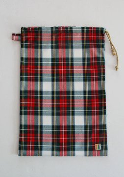 Beyaz-Yeşil Ekoseli Ekmek Kesesi