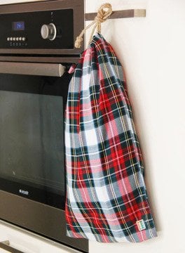 Beyaz-Yeşil Ekoseli Ekmek Kesesi