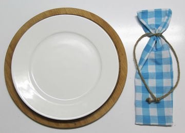 Turkuaz Kareli Çatal Bıçak Kesesi