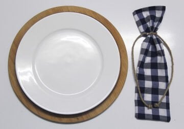 Lacivert Kareli Çatal Bıçak Kesesi