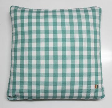 Mint Yeşili Kareli Kırlent Kılıfı