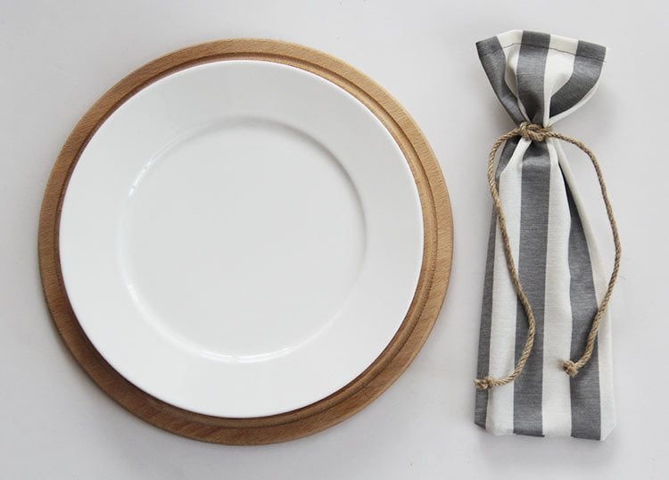 Gri Çizgili Çatal Bıçak Kesesi