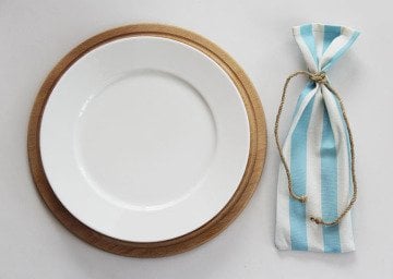 Bebek Mavisi Çizgili Çatal Bıçak Kesesi (6'lı)