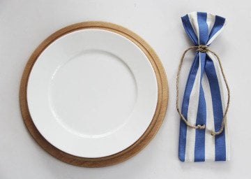 Deniz Mavisi Çizgili Çatal Bıçak Kesesi (12'li)