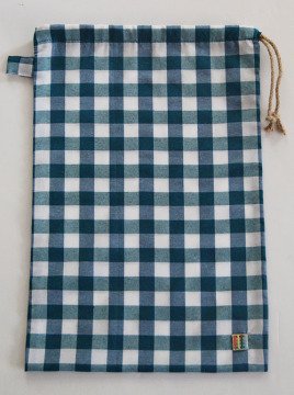 Petrol Mavisi Kareli Ekmek Kesesi