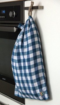 Petrol Mavisi Kareli Ekmek Kesesi