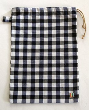 Lacivert Kareli Ekmek Kesesi