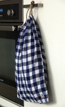 Lacivert Kareli Ekmek Kesesi