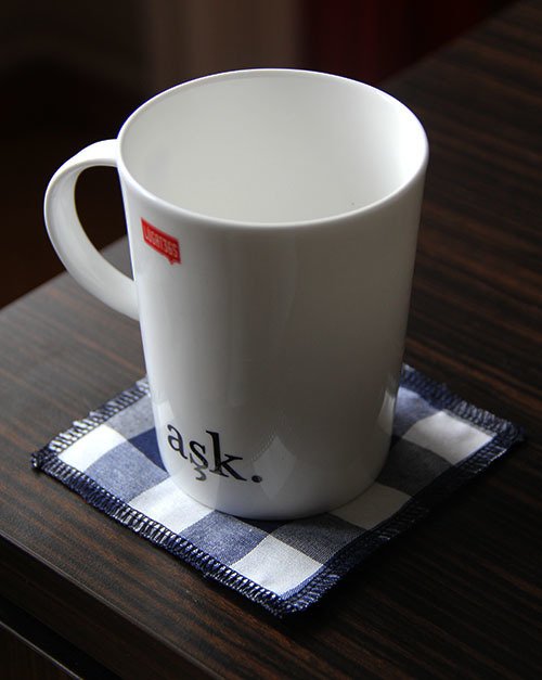 Lacivert Kareli Bardak Altlığı