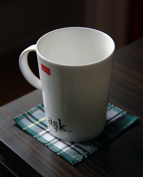 Yeşil Ekoseli Bardak Altlığı