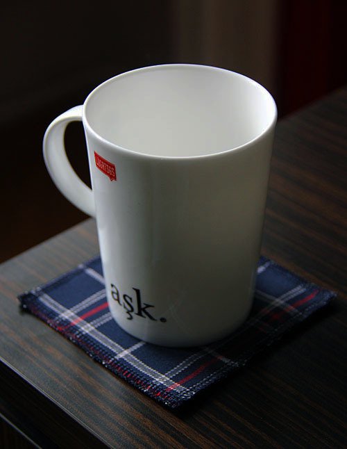 Lacivert Ekoseli Bardak Altlığı