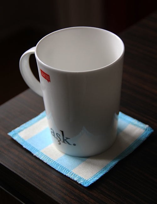 Bebek Mavisi Çizgili Bardak Altlığı (6'lı)